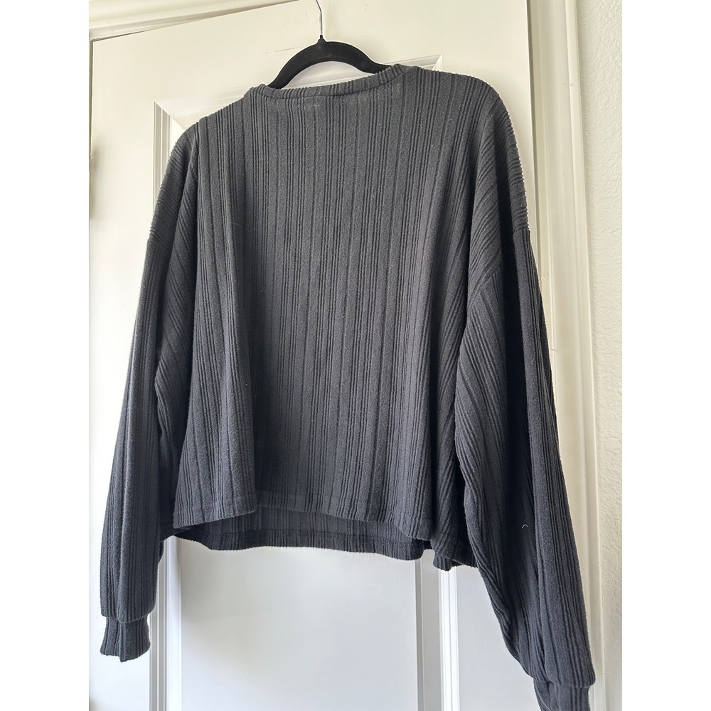 SHEIN Curve Ribbed Knit Long Sleeve Top Charcoal Grey Oversized Crew‎ Neck 2XL - Picture 5 of 5